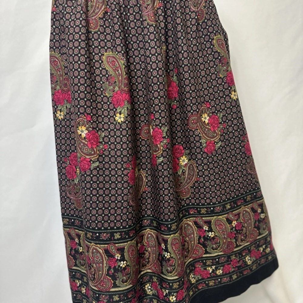 Alfred Dunner Rayon Midi Skirt Vintage Floral Pink Brown 90s 80s Size 14 - Picture 2 of 5
